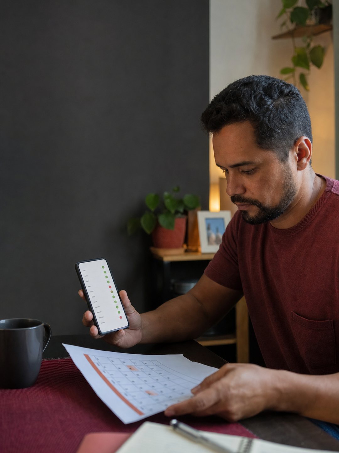 Trabalhador conferindo no celular meses sem depósito do FGTS